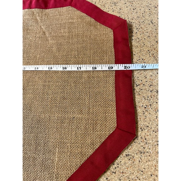 Table placemats burlap  jute with red trim 20"x14"  8 sided shape set-6 - Picture 3 of 8